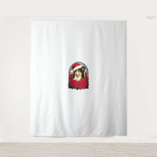 Christmas Collie Dog Illustration Yule Collies des Tapestry