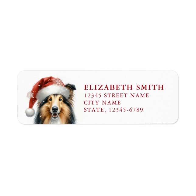 Christmas Collie Dog Return Address Labels (Front)