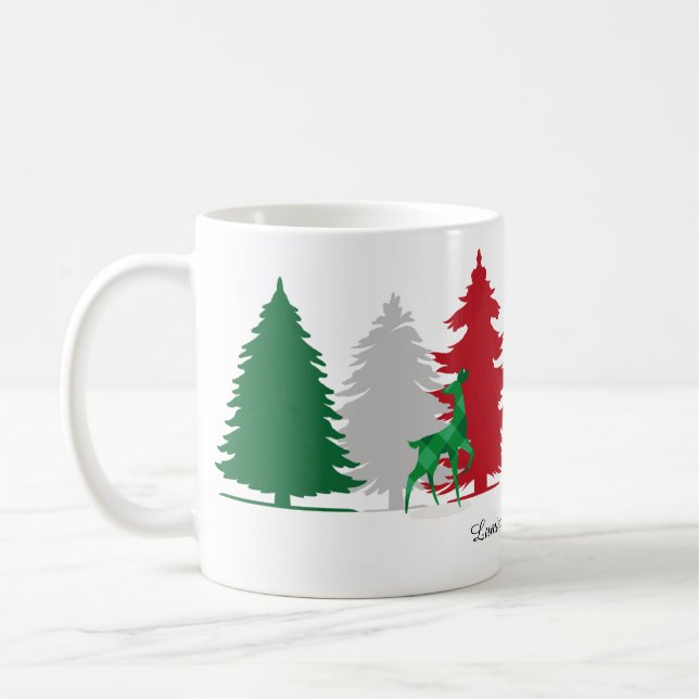 Christmas color trees coffee mug (Left)