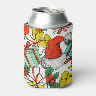 Christmas Colorful Gifts Red Santa Hats Holidays Can Cooler
