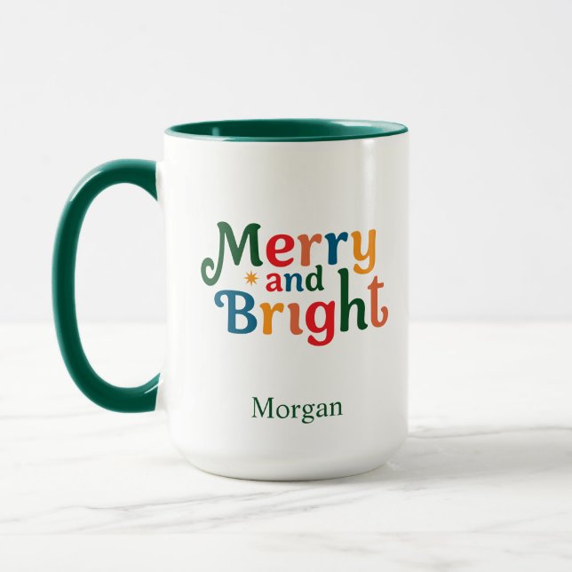 Christmas Colorful merry and bright Personalized Mug (Left)