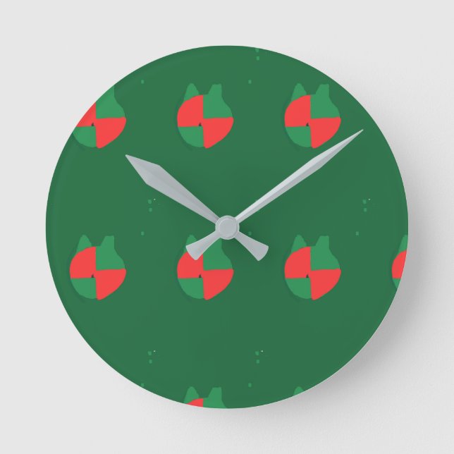 Christmas Colors Round Clock (Front)
