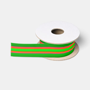 Christmas colour green red striped satin ribbon