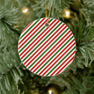 Christmas colour stripes ceramic tree decoration