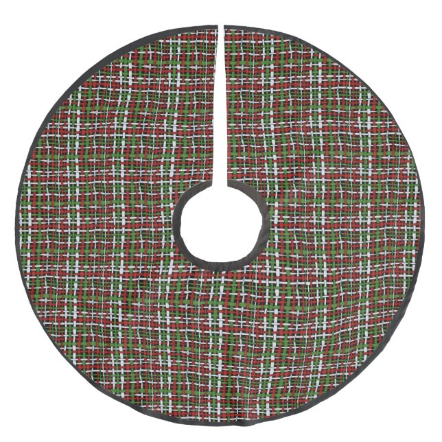 Christmas Colour Woven Graphical Burlap Brushed Polyester Tree Skirt (Front)