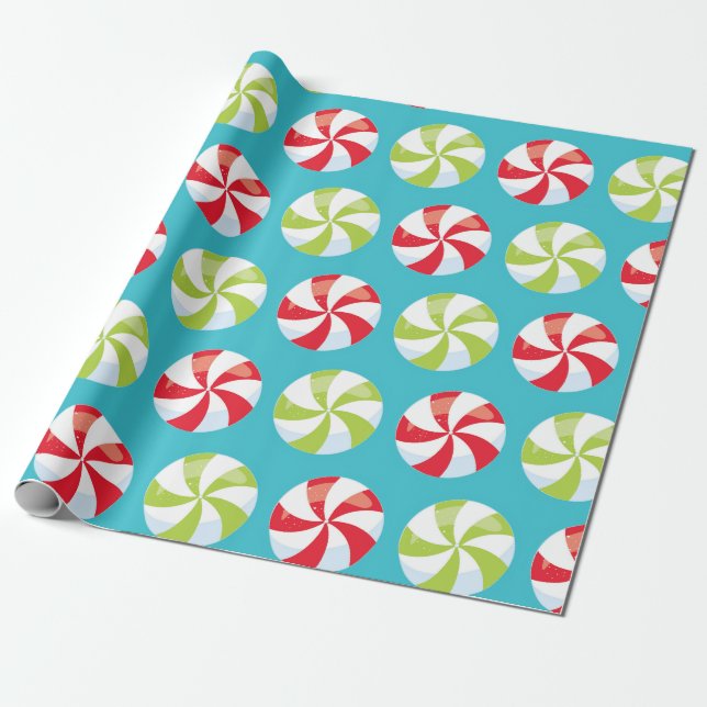 Christmas Colourful Candy Pattern Wrapping Paper (Unrolled)