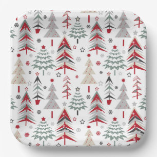 Christmas ,colourful ,Christmas tree ,red ,green Paper Plate