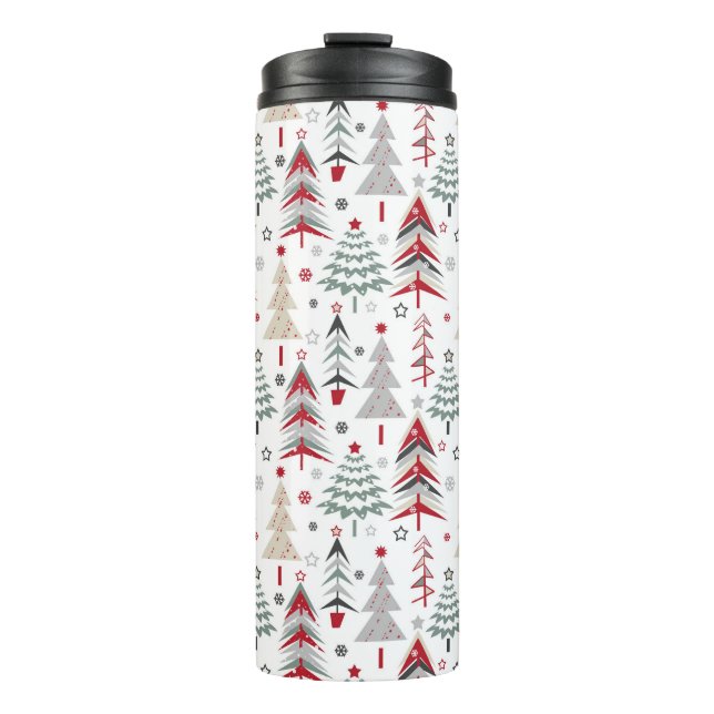Christmas ,colourful ,Christmas tree ,red ,green Thermal Tumbler (Front)