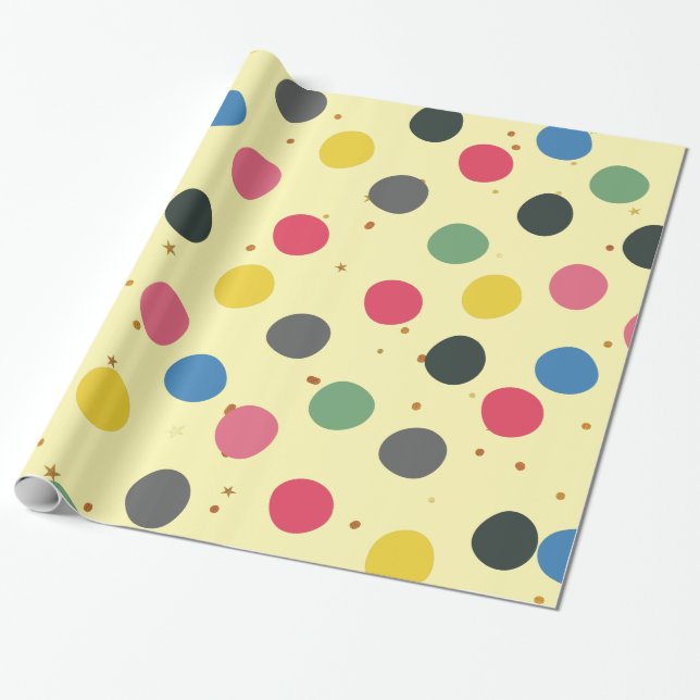 Christmas Colourful Circles Pattern Wrapping Paper (Unrolled)