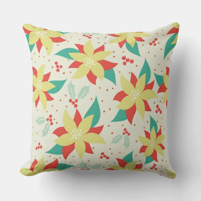 Christmas Colourful Flowers Cushion (Front)