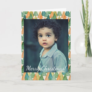 Christmas Colourful Forest of Evergreen Trees Phot Note Card