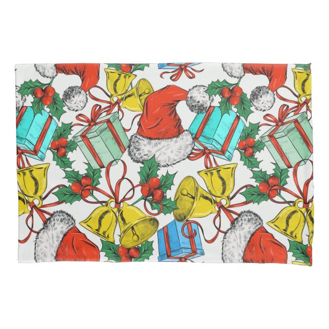 Christmas Colourful Gifts Red Santa Hats Holidays Pillowcase (Front)