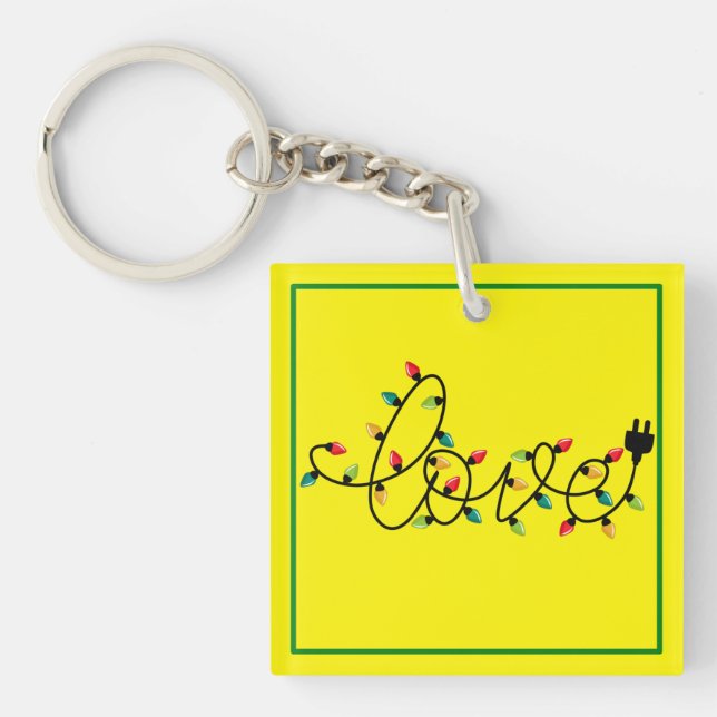 Christmas Colourful Lights Love Text-45872 Key Ring (Front)