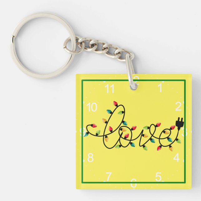Christmas Colourful Lights Love Text-45872 Key Ring (Front)