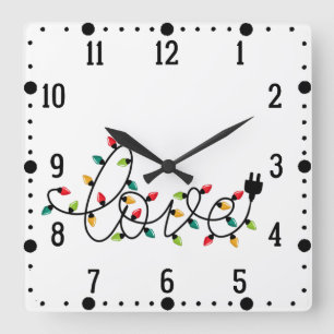 Christmas Colourful Lights Love Text-45872 Square Wall Clock