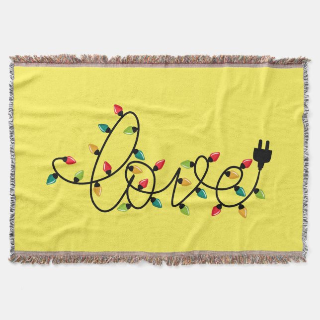 Christmas Colourful Lights Love Text-45872 Throw Blanket (Front)