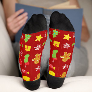 Christmas colourful pattern red socks