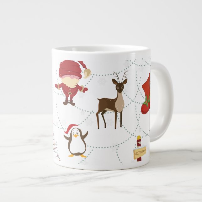 Christmas Colourful Symbols 2 Changeable Backgroun Large Coffee Mug (Front Right)