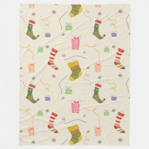 Christmas Colourful Symbols Changeable Background Fleece Blanket