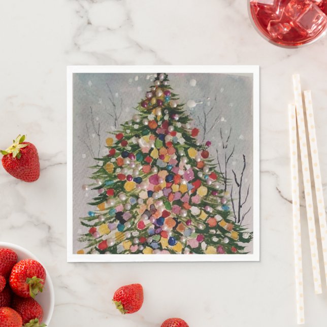 Christmas colourful tree napkin (Insitu)