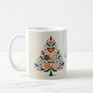 Christmas Colourful Tree Scandinavia Folk Art Coffee Mug