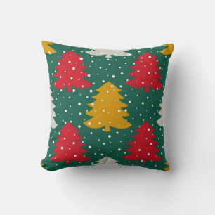 Christmas Colourful Trees Seamless Patterns  Cushion