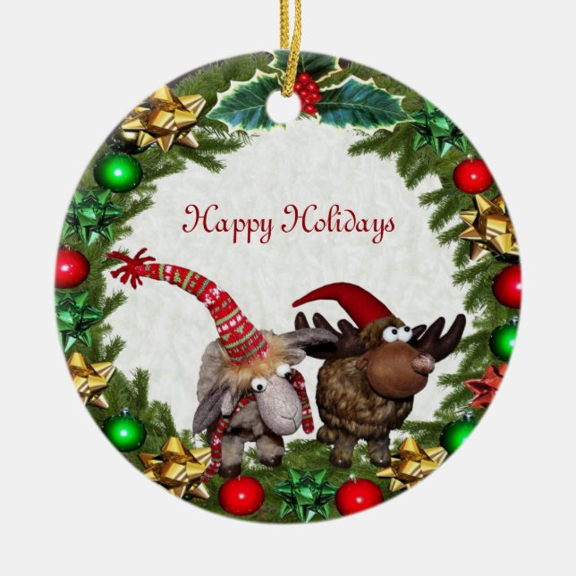 Christmas Colourful Wreath Ornament (Front)
