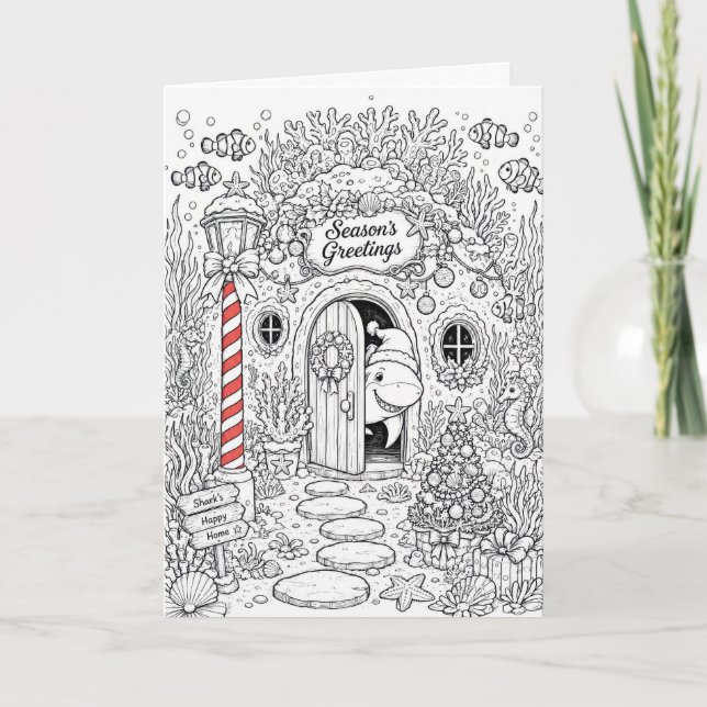 Christmas Colouring Book Ocean Fun Card (Front)