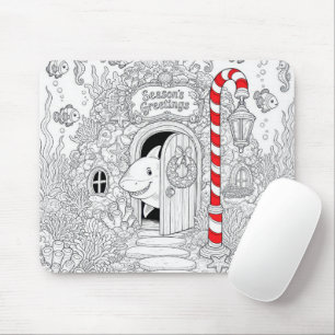 Christmas Colouring Book with Shark Mouse Mat