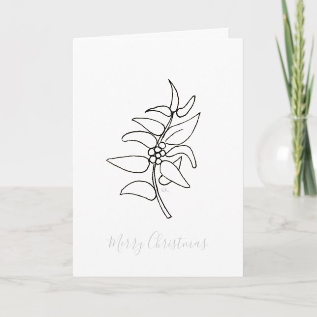 Christmas Colouring for Adults Botanical Holiday Card (Front)