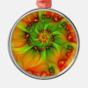 Christmas Colours Abstract Colourful Fractal Art Metal Tree Decoration