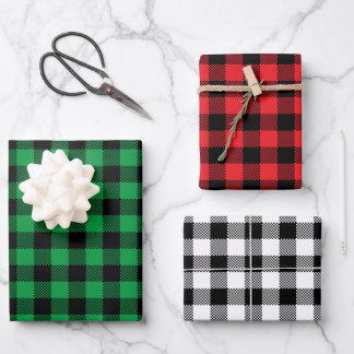 Christmas Colours Chequered Buffalo Plaid Wrapping Paper Sheet