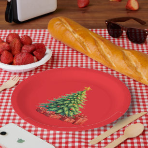 Christmas Colours, Decorated Christmas Tree, Paper Plate
