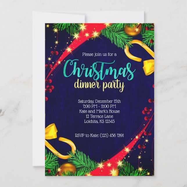 Christmas Colours Dinner Party Invite (Front)