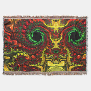 Christmas Colours Mandelbrot Throw Blanket