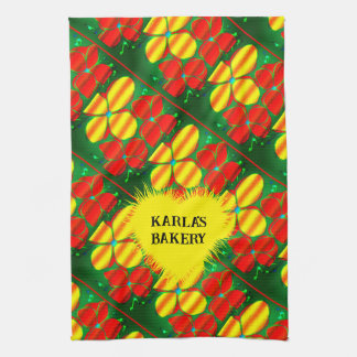 Christmas Colours Neon Style Flowers  Tea Towel