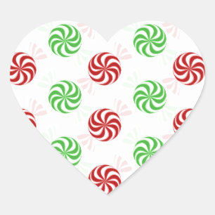 Christmas Colours Peppermint Candy Holiday Heart Sticker