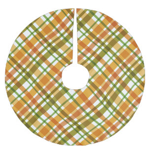 Christmas Colours Plaid Gold Green Brushed Polyester Tree Skirt