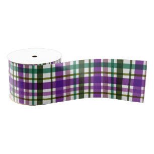 Christmas Colours Plaid Green Purple Grosgrain Ribbon