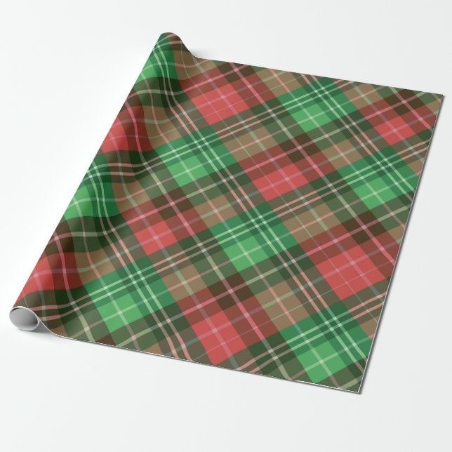 Christmas colours plaid pattern wrapping paper (Unrolled)