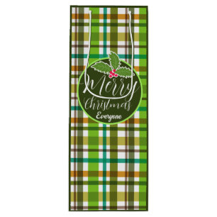 Christmas Colours Plaid Wine Gift Bag