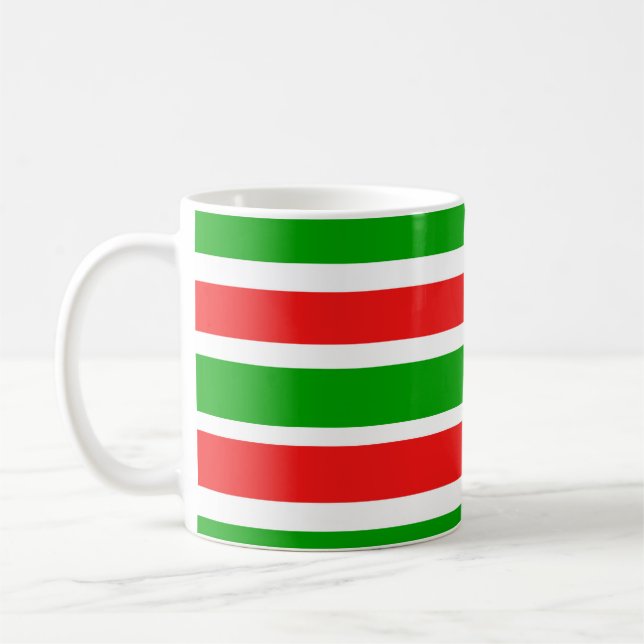 Christmas Colours Stripes Coffee Mug (Left)