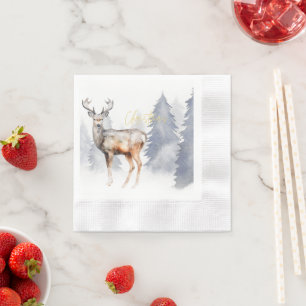 Christmas Come to Us, Reindeer and Snowflakes Napkin