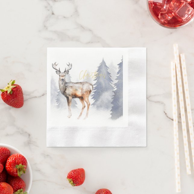 Christmas Come to Us, Reindeer and Snowflakes Napkin (Insitu)