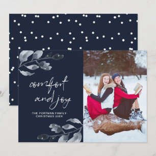 Christmas Comfort and Joy Botanical Photo Holiday Card