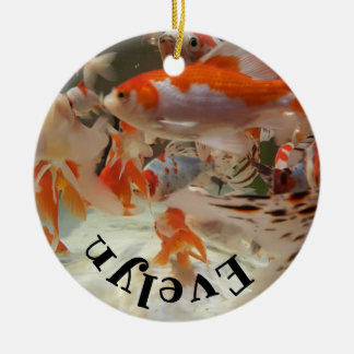 Christmas common and  shubunkin goldfish ceramic tree decoration
