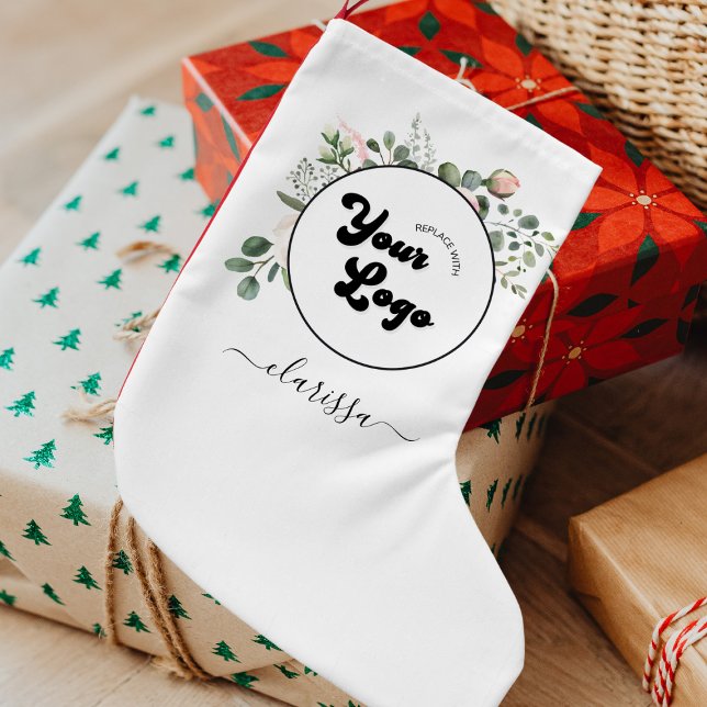 Christmas Company Business Logo & Employee Name Small Christmas Stocking (Creator Uploaded)