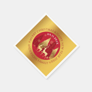 Christmas composition gold border napkin