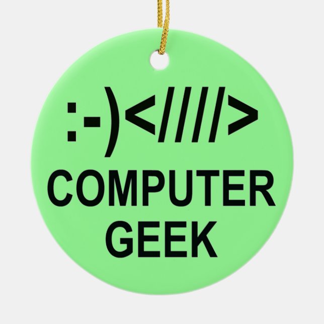 Christmas Computer Geek Ceramic Tree Decoration (Front)