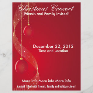 Christmas Concert Red Ornaments Flyer